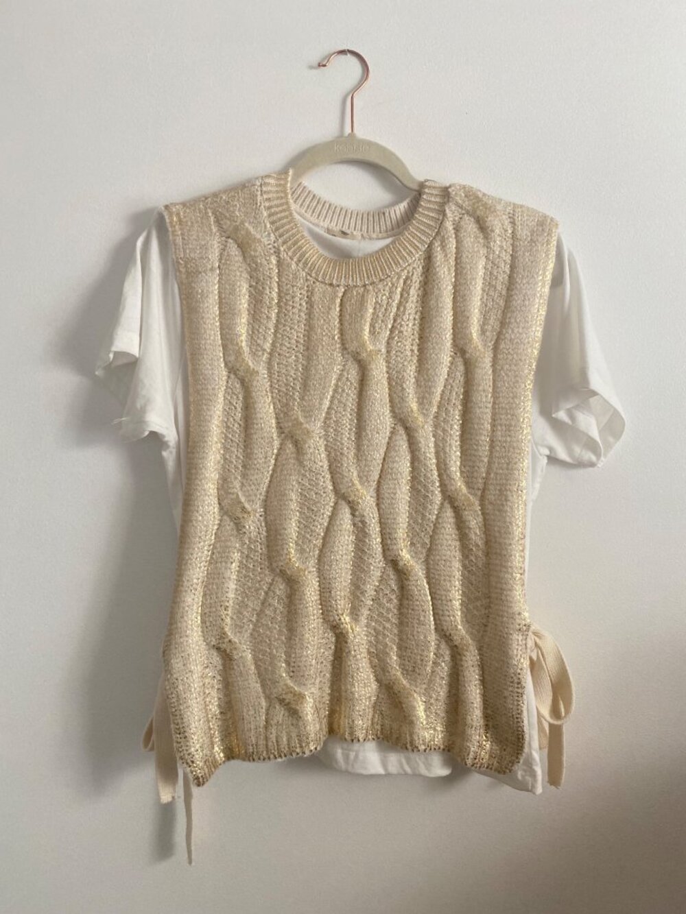 Pilcro Metallic Knit Sweater Vest & Tee W/ Side Ties Size S
